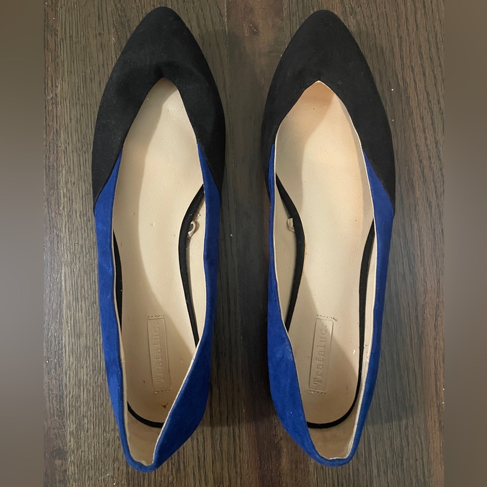 Zara Trafaluc Black and Blue Women's Flats Size 38 (7.5)